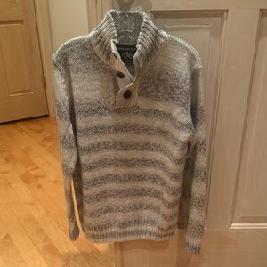 Men's Gray Striped Turtleneck Sweater